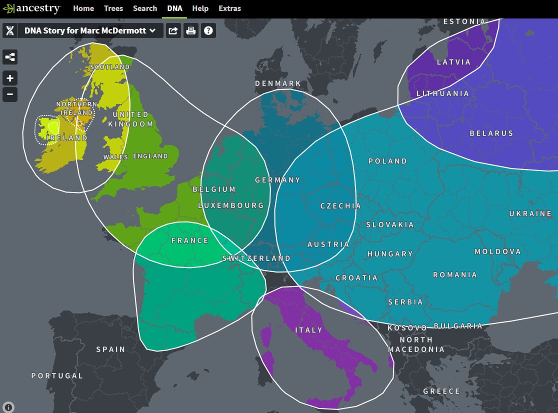 what do the colors mean on ancestry dna map